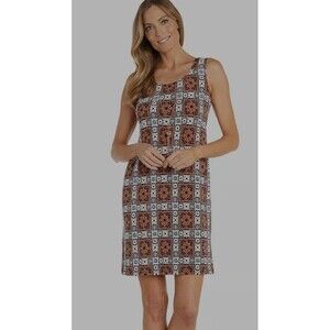 R & M Richards Women Geometric Puff-Print Necklace Dress Sz 16 New Excellent B7